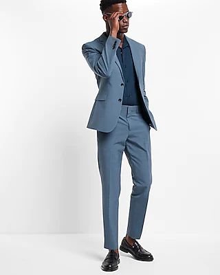 Extra Slim Dusty Blue Wool-Blend Modern Tech Suit Pants Blue Men's W32 L30