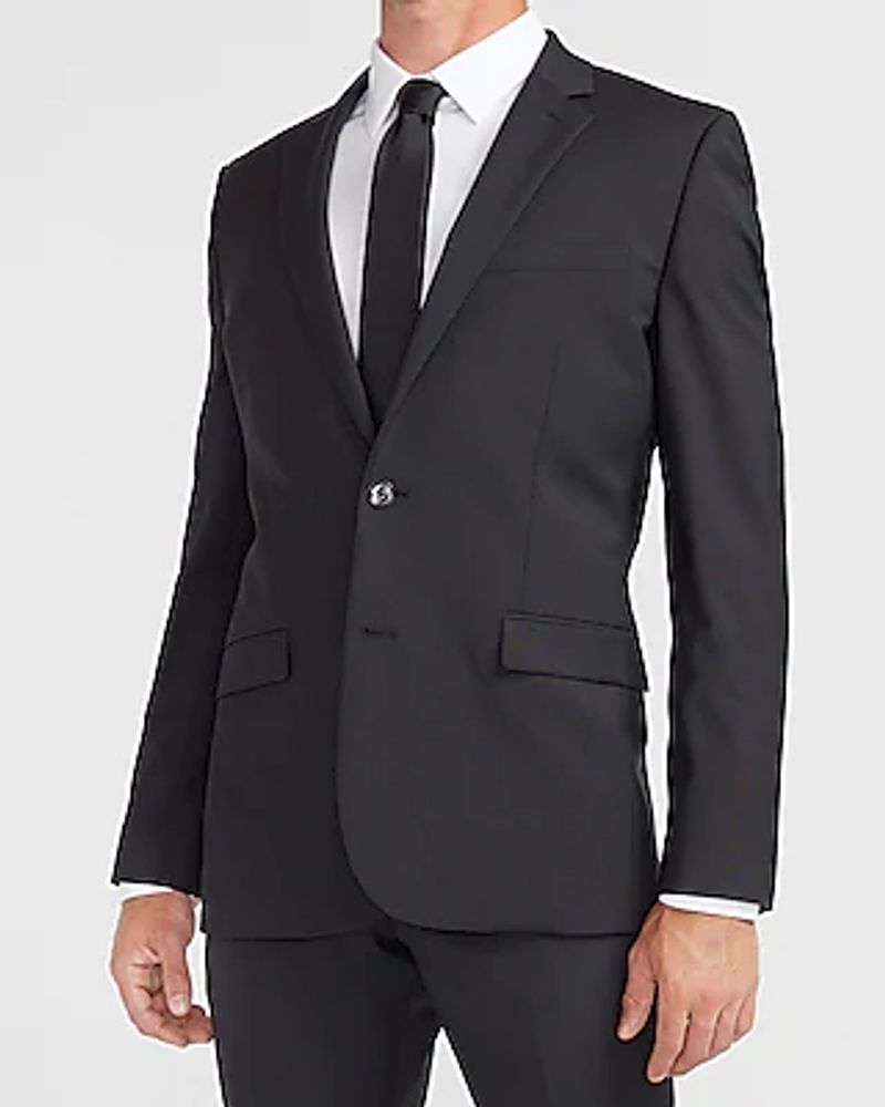 Extra Slim Black Wool-Blend Modern Tech Suit Jacket