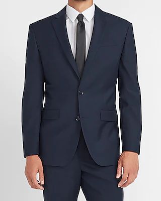 Classic Navy Wool-Blend Modern Tech Suit Jacket Blue Men's 36