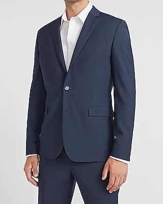 Slim Navy Wool-Blend Modern Tech Suit Jacket Blue Men's
