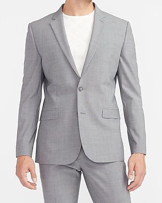 Extra Slim Gray Wool-Blend Modern Tech Suit Jacket