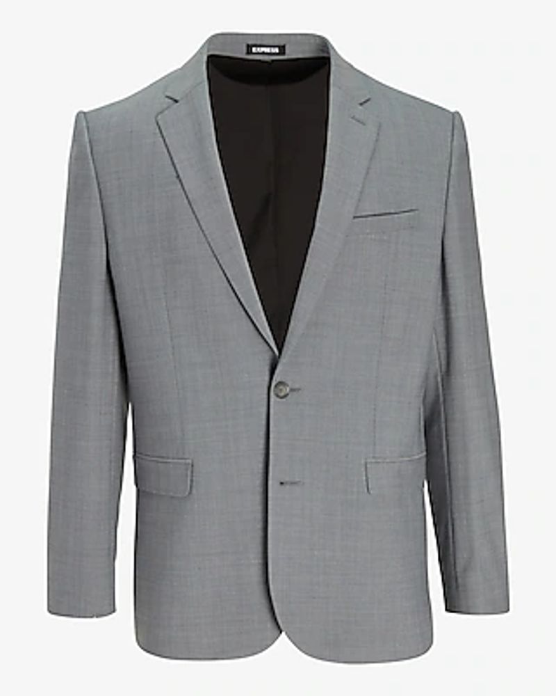 Slim Solid Gray Wool-Blend Modern Tech Suit Jacket Gray Men's Short