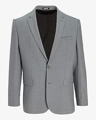 Slim Solid Gray Wool-Blend Modern Tech Suit Jacket Gray Men's