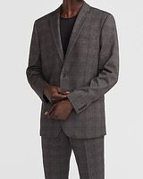 Slim Charcoal Plaid Luxe Comfort Knit Suit Jacket Gray Men's 36