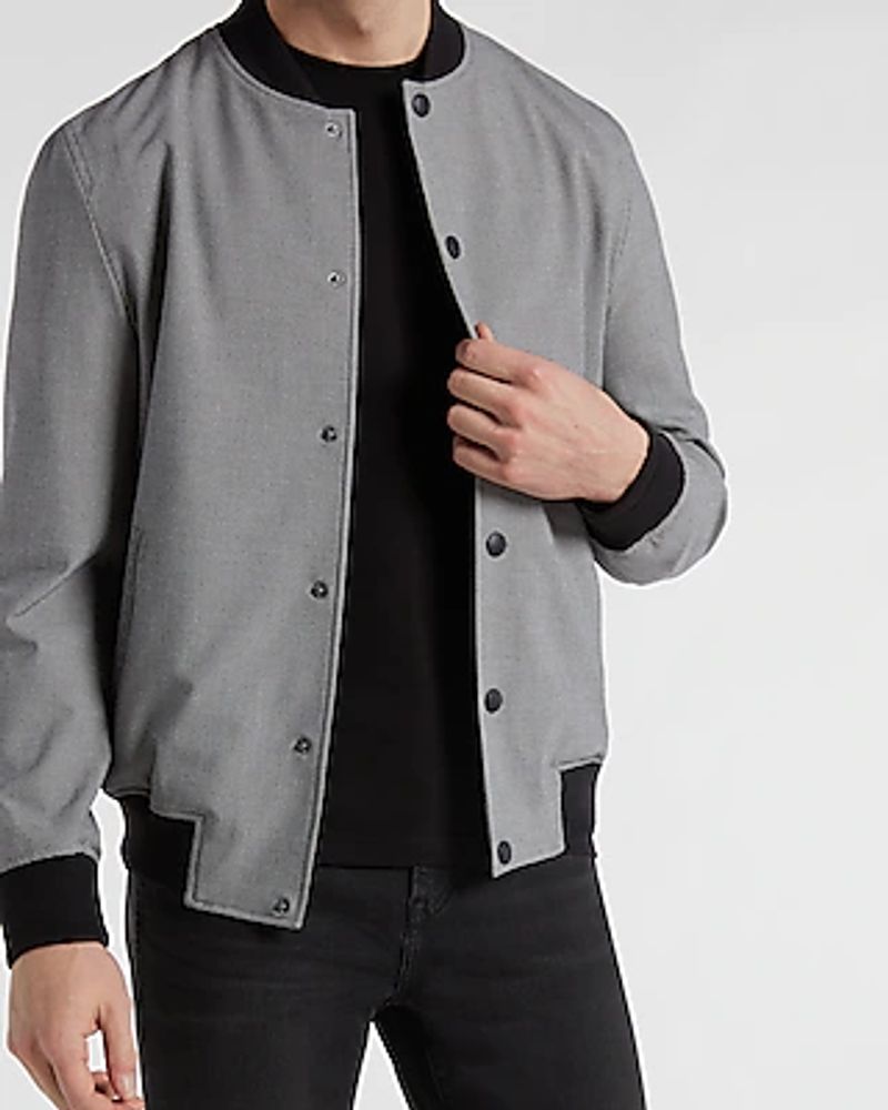 Gray Houndstooth Luxe Comfort Soft Bomber Jacket Gray Men's S