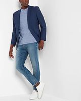 Slim Blue Wool-Blend Modern Tech Suit Jacket