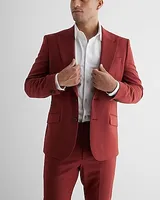 Slim Red Wool-Blend Modern Tech Suit Jacket Brown Men's 42 Short