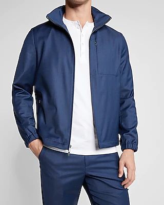 Solid Blue Wool-Blend City Tech Suit Jacket