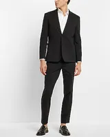 Slim Black Ponte Knit Suit Jacket Black Men's Short