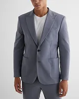 Slim Slate Gray Stretch Cotton-Blend Suit Jacket Gray Men's Short