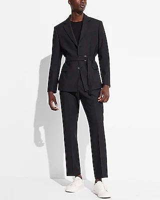 Express X Simon Spurr Wool-Blend Belted Suit Jacket