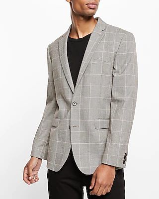 Slim Plaid Flannel Suit Jacket