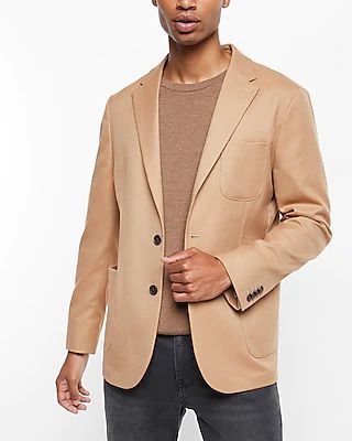 Extra Slim Solid Camel Flannel Suit Jacket Brown Men's 40