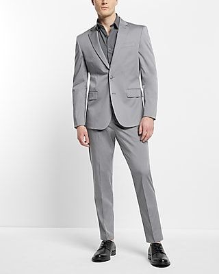 Extra Slim Gray Cotton Stretch Suit Jacket Gray Men's 38