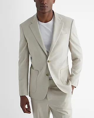 Slim Light Camel Slub Suit Jacket Neutral Men's Long