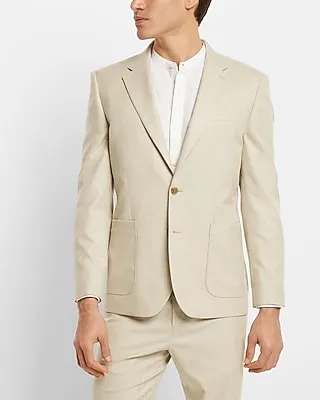 Slim Camel Slub Suit Jacket Neutral Men's 44 Short