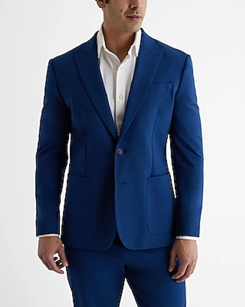 Slim Blue Stretch Cotton-Blend Suit Jacket Blue Men's 36