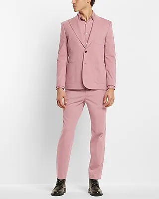 Slim Pink Ponte Knit Suit Jacket