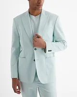 Slim Light Blue Stretch Cotton-Blend Suit Jacket Blue Men's 38 Short