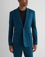 Slim Teal Stretch Cotton-Blend Suit Jacket Gray Men's 40 Long