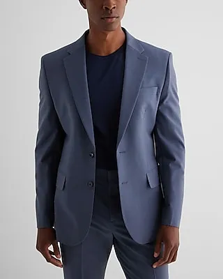 Slim Dusty Blue Wool-Blend Modern Tech Suit Jacket