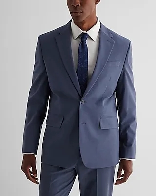 Classic Dusty Blue Wool-Blend Modern Tech Suit Jacket