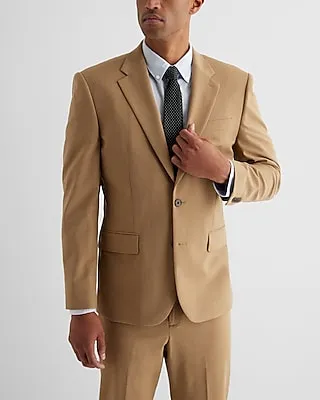 Classic Tan Wool-Blend Modern Tech Suit Jacket Neutral Men's Short