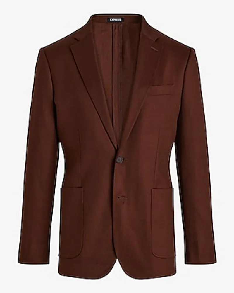 Extra Slim Brown Linen-Blend Stretch Suit Jacket Brown Men's 38 Short