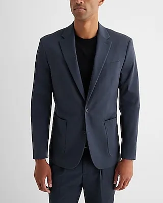 Slim Dark Blue Cotton Stretch Suit Jacket Blue Men's 44 Long