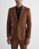 Slim Brown Wool-Blend Flannel Suit Jacket