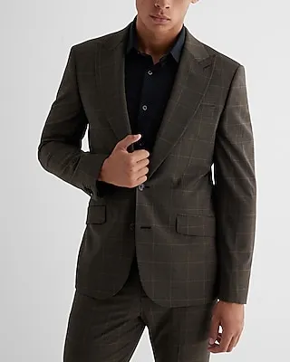 Extra Slim Windowpane Wool-Blend Modern Tech Suit Jacket Multi-Color Men's 38 Short