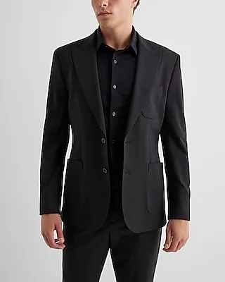 Extra Slim Black Stretch Cotton-Blend Suit Jacket Black Men's 44 Short