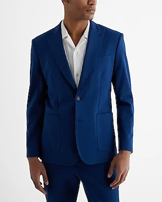 Big & Tall Extra Slim Blue Stretch Cotton-Blend Suit Jacket Blue Men's 46 Long