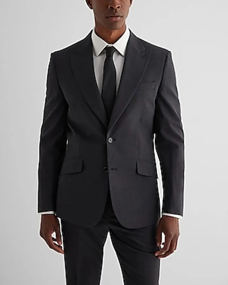 Big & Tall Extra Slim Charcoal Wool-Blend Modern Tech Suit Jacket Gray Men's 48 Long