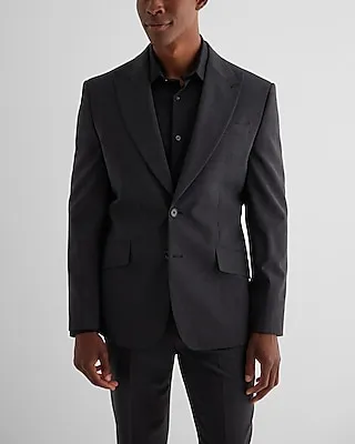 Classic Charcoal Wool-Blend Modern Tech Suit Jacket Gray Men's Short