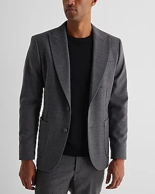 Extra Slim Gray Wool-Blend Flannel Suit Jacket