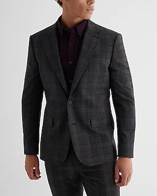Slim Plaid Wool-Blend Suit Jacket Multi-Color Men's 36 Short