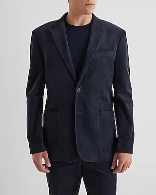 Slim Navy Corduroy Suit Jacket Blue Men's 44