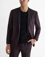 Slim Burgundy Satin Dobby Tuxedo Jacket