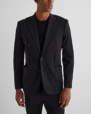 Slim Black Comfort Stretch Knit Suit Jacket