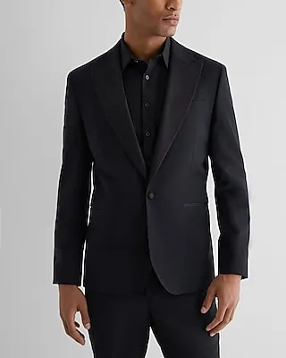 Extra Slim Black Wool-Blend Tuxedo Jacket Black Men's 38 Short