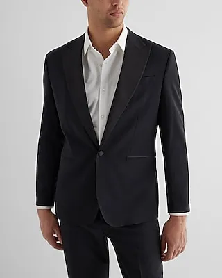 Classic Black Wool-Blend Tuxedo Jacket