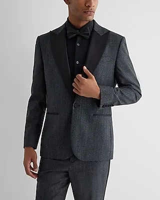 Slim Gray Wool-Blend Tuxedo Jacket Multi-Color Men's 42 Short