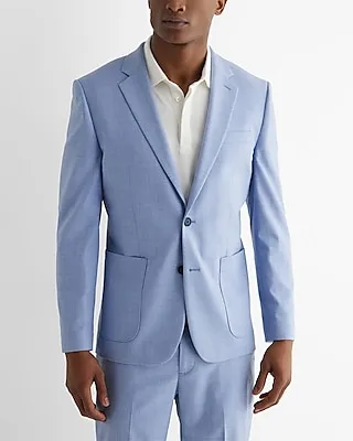 Extra Slim Light Blue Slub Suit Jacket Blue Men's 44 Long
