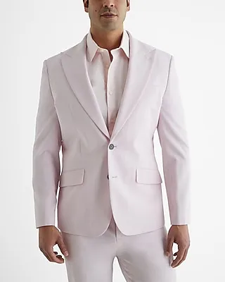 Slim Light Pink Wool-Blend Modern Tech Suit Jacket Pink Men's Long