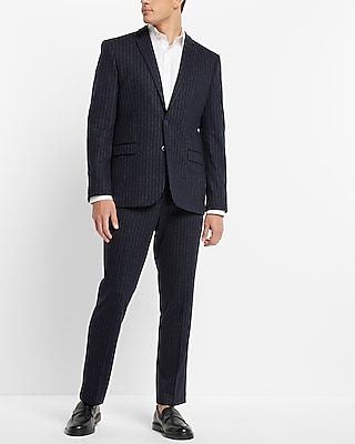 Slim Striped Brushed Knit Suit Jacket Blue Men's Short