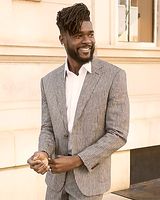 Extra Slim Blue Striped Linen-Blend Suit Jacket