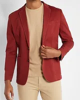 Slim Solid Red Cotton Hyper Stretch Suit Jacket Red Men's 42 Short