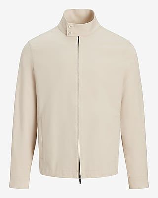 Cream Stretch Modern Chino Bomber Suit Jacket