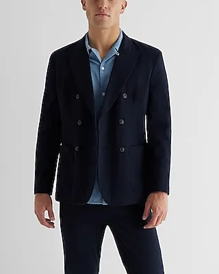 Slim Navy Double Breasted Modern Chino Blazer